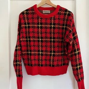 Urban Outfitters Red Plaid Knit Sweater